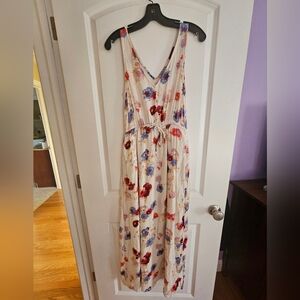Lucky Brand Floral V-Neck Maxi Dress Size XS/S with Pockets